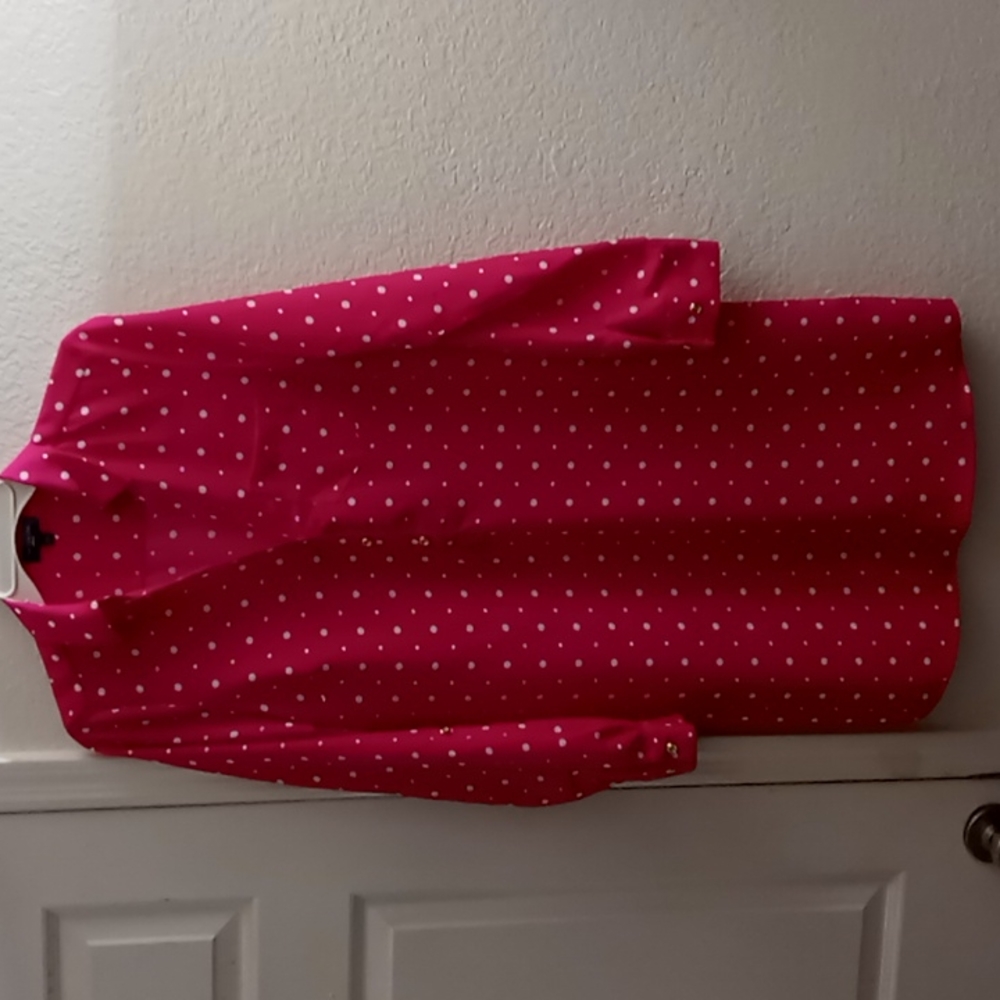 The Limited Ashton Shirt Dress-Pink w/polka dots, belt S-Small